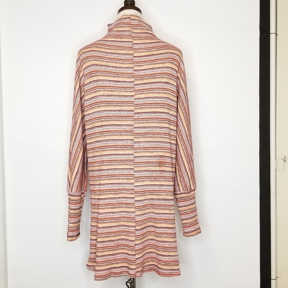 Lulus Orange Striped Mock Turtle Neck Dolman Sleeve Sweater Knit Short Dress, L - Picture 2 of 12